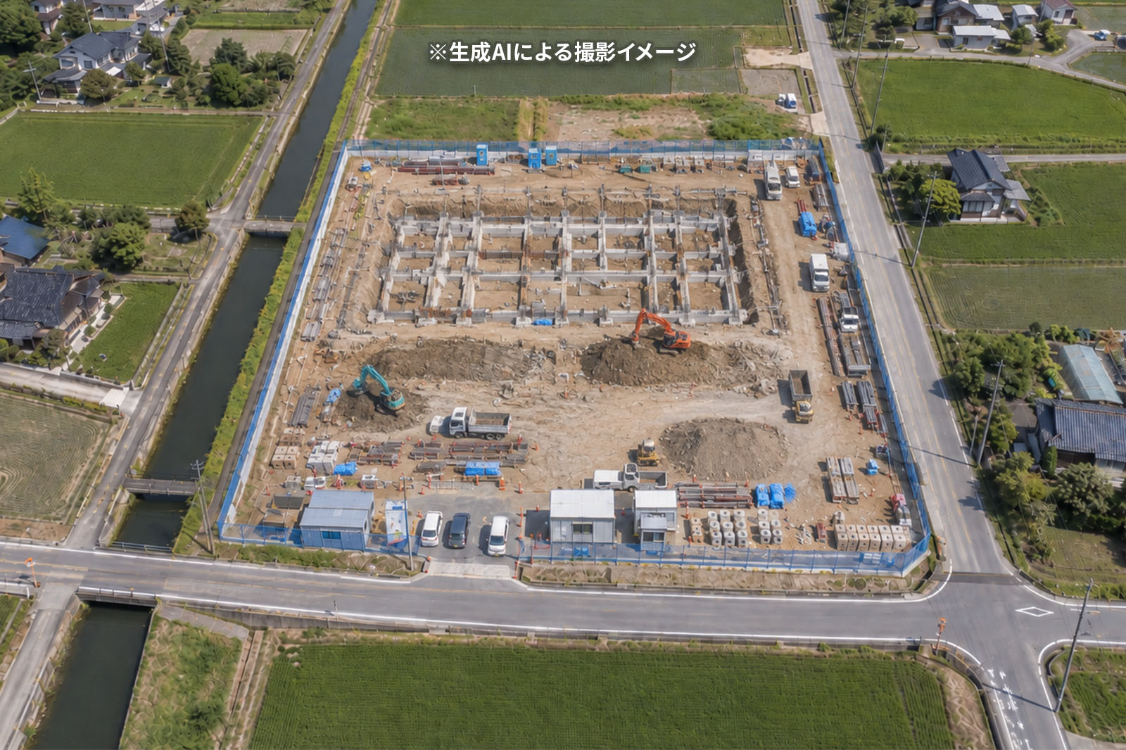 工事進捗を記録する定期空撮