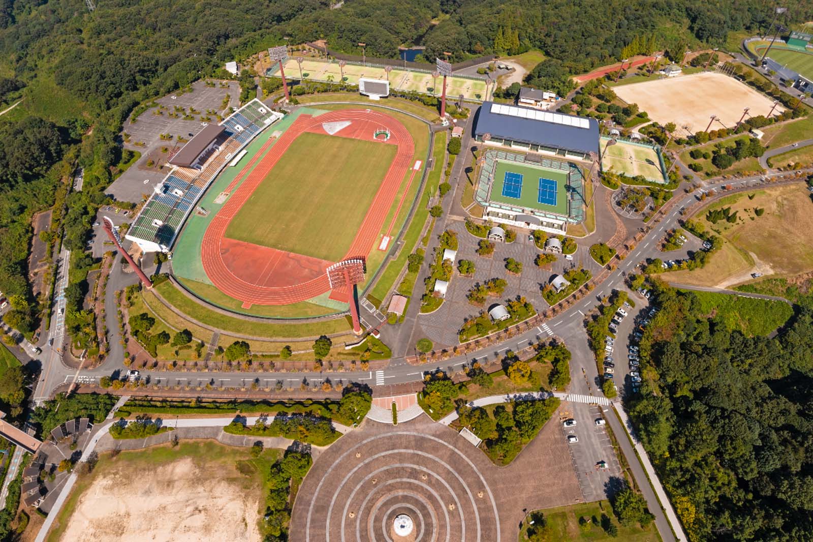 広島県立びんご運動公園のドローン撮影実績